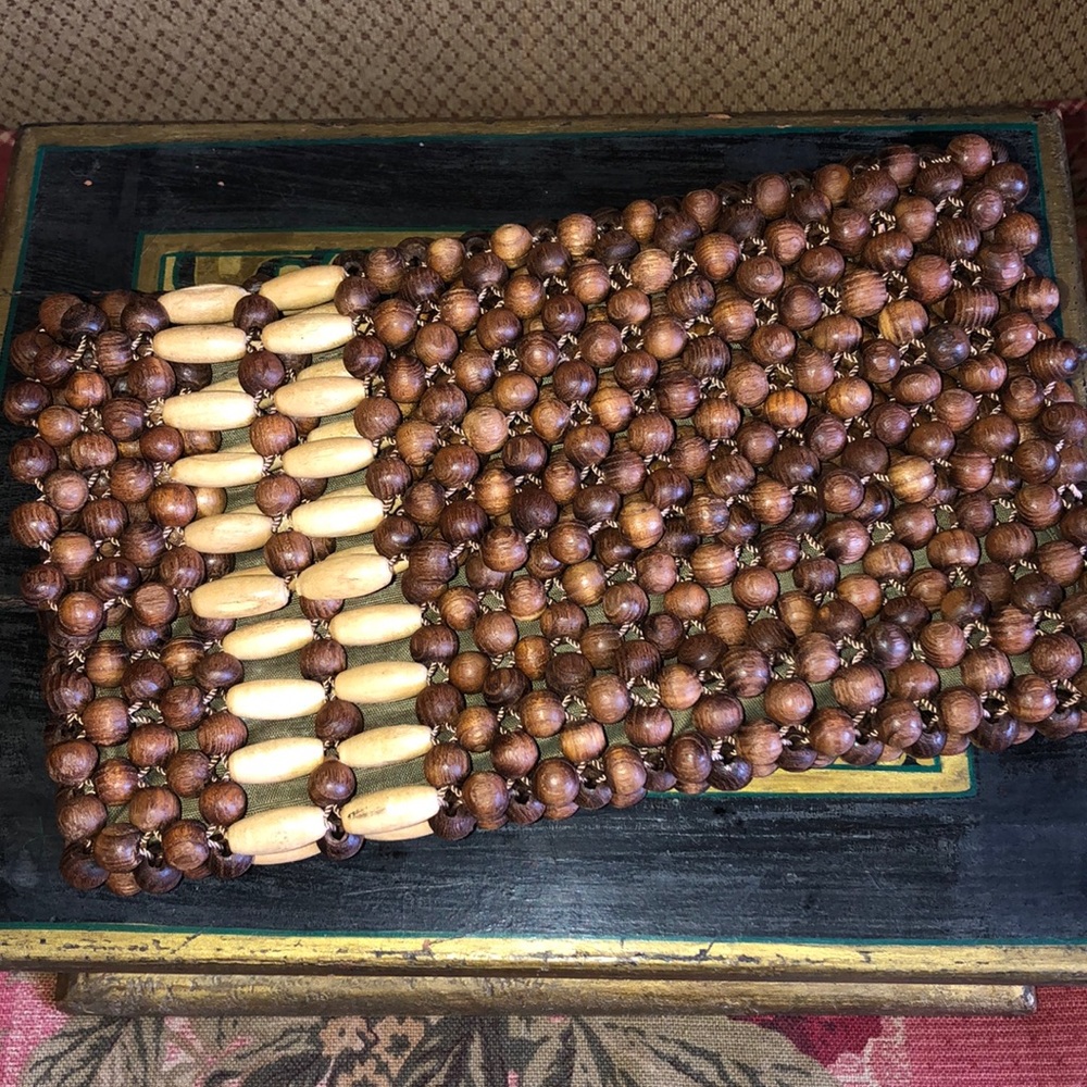 Vintage wooden bead clutch